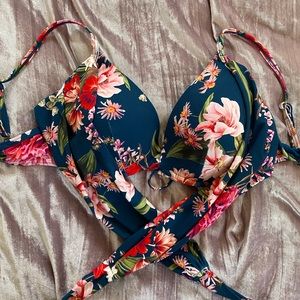 Azure strapped swim top